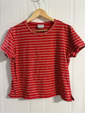 Y2K RED STRIPED TEE - PIERRE CARDIN SIZE XL